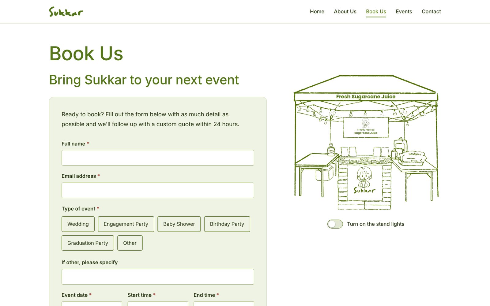 Sukkar booking page on a laptop